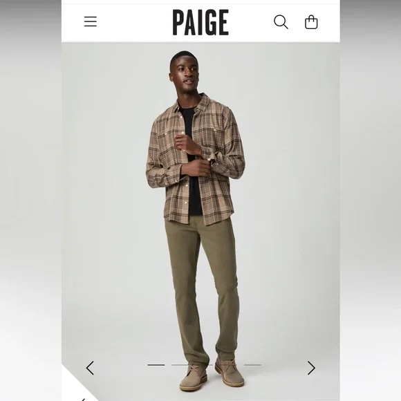 Paige Transcend Federal Slim Straight Jean Vintage Pine Green Colored Pants - 36 - Picture 3 of 5